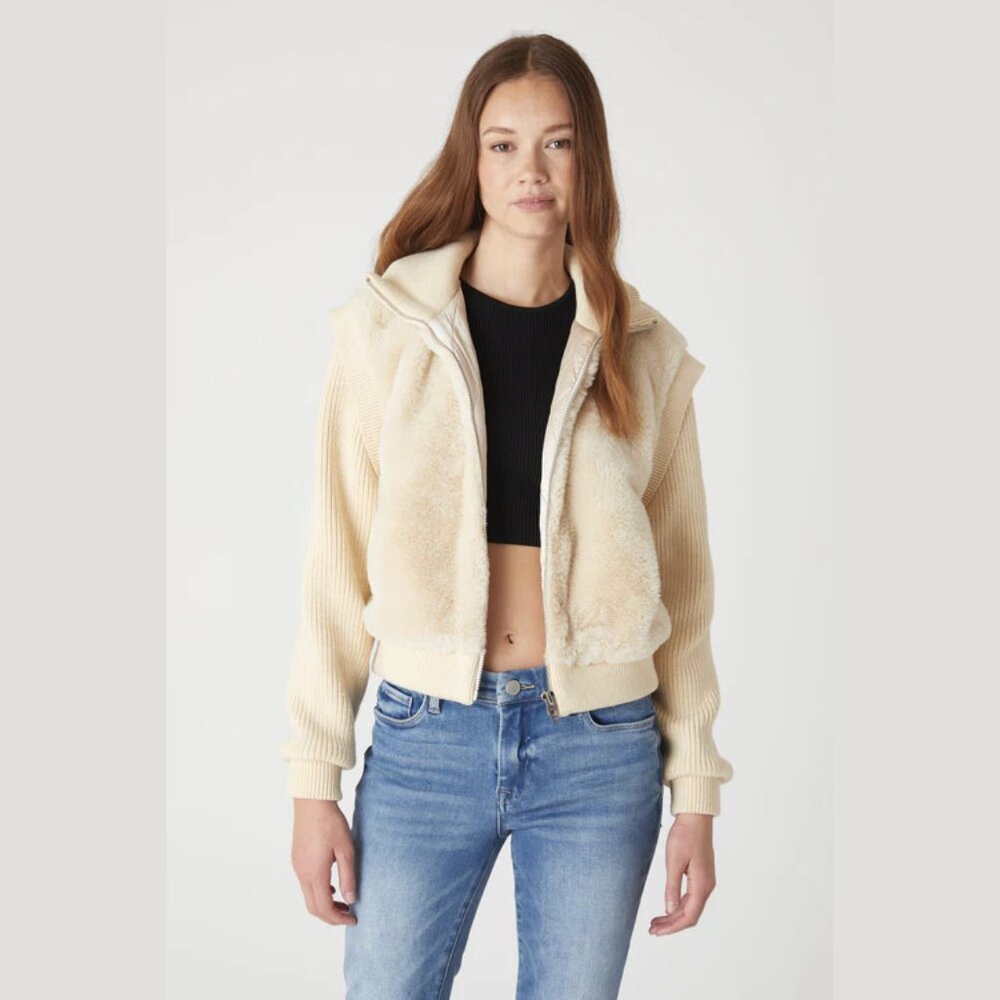 NEW Blank NYC - Size S, Mixed Media Faux Fur Bomber Jacket - Daydreamer